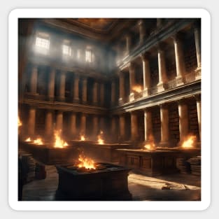 The Burning of the Library of Alexandria Sticker